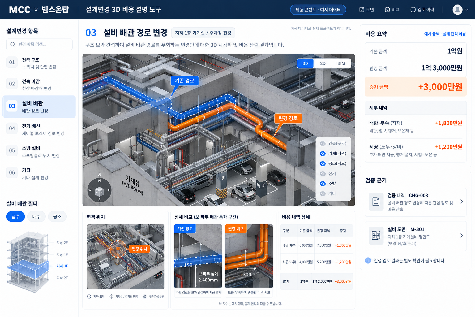 배관이 지나가는 길 제품 화면 구상